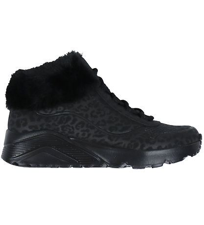 Skechers Støvler - Uno Lite Cozy Leopard - Sort