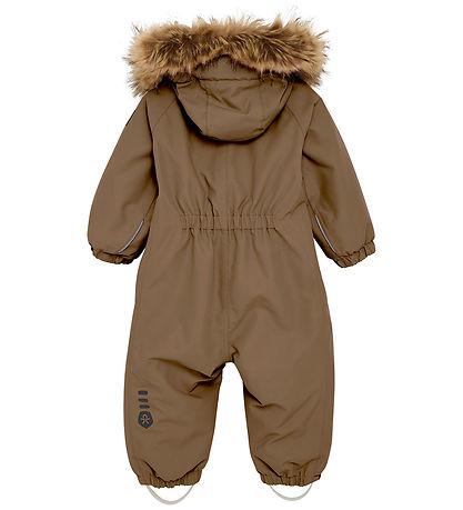Color Kids Flyverdragt - Baby Coverall w. Fake Fur - Fossil