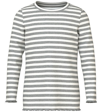 Name It Bluse - Rib - NmfVemma - Grey Melange/Cloud Dancer