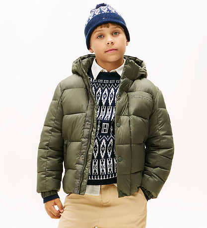 Tommy Hilfiger Dynejakke - Matt and Shine - Pewter Green