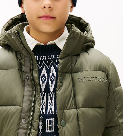 Tommy Hilfiger Dynejakke - Matt and Shine - Pewter Green