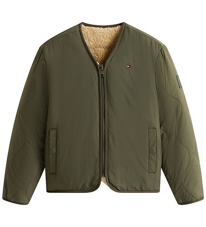 Tommy Hilfiger Fleecejakke - Reversible Teddy - Pewter Green