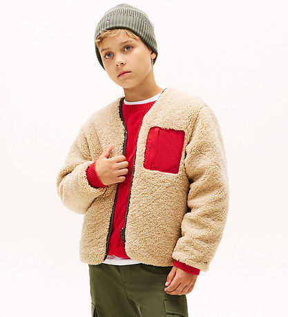 Tommy Hilfiger Fleecejakke - Reversible Teddy - Pewter Green