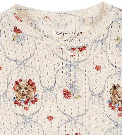 Konges Sløjd Body l/æ - Rib - Minnie - Puppy m. Hulmønster