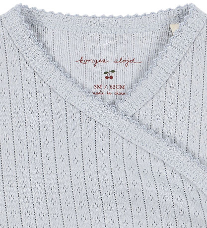 Konges Sløjd Body l/æ - Rib - Minnie - Gray Dawn m. Hulmønster
