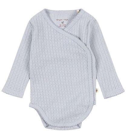 Konges Sløjd Body l/æ - Rib - Minnie - Gray Dawn m. Hulmønster