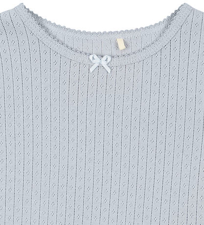 Konges Sløjd Bluse - Rib - Minnie - Gray Dawn m. Hulmønster