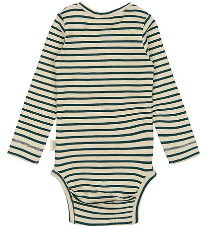 Petit Piao Body l/æ - Rib - Modal - Dark Sea/Off White