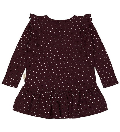 Petit Piao Kjole - Rib - Modal - Dark Grape m. Hjerter