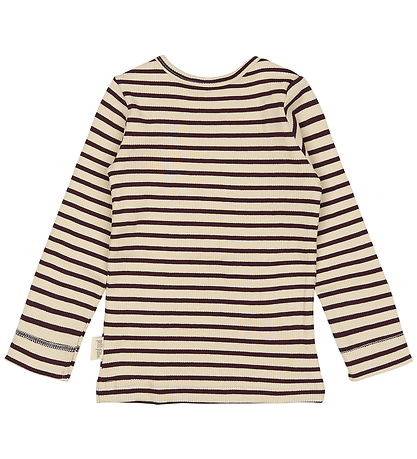 Petit Piao Bluse - Rib - Modal - Dark Grape/Off White