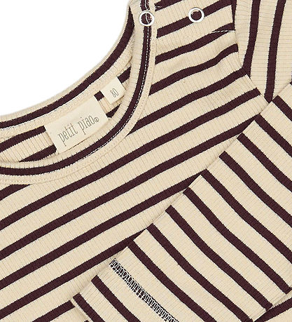 Petit Piao Bluse - Rib - Modal - Dark Grape/Off White