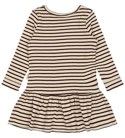 Petit Piao Kjole - Rib - Modal - Dark Grape/Off White