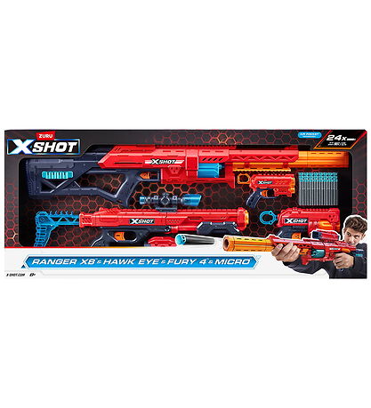 X-SHOT Skumgeværer - Ranger X8 & Hawk Eye & Fury 4 & Micro - Rød