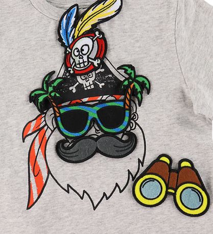 Stella McCartney Kids T-shirt - Gråmeleret m. Pirat/Patches