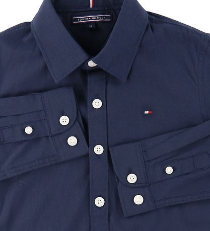 Tommy Hilfiger Skjorte - Solid Stretch - Organic - Twilight Navy