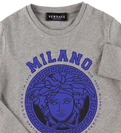 Versace Bluse - Medusa - Gråmeleret/Blå