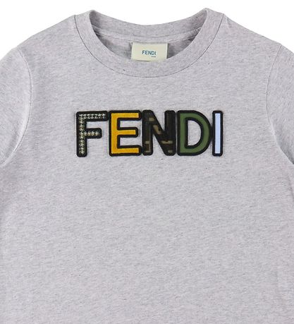 Fendi T-Shirt - Grmeleret m. Logo