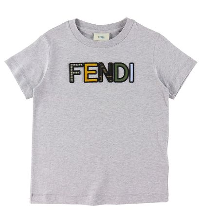 Fendi T-Shirt - Gråmeleret m. Logo
