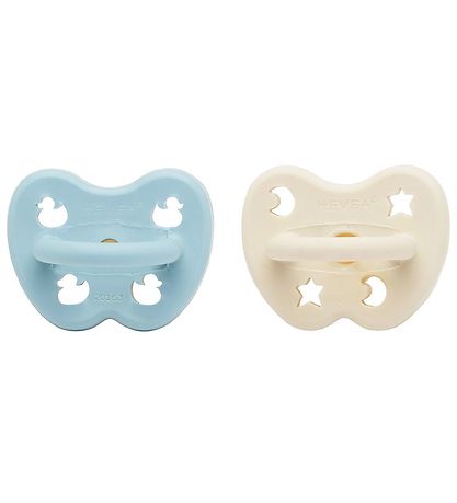 Hevea Sutter - 0-3 mdr - 2-pak - Naturgummi - Baby Blue/Milky Wh