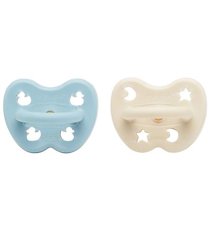 Hevea Sutter - 0-3 mdr - 2-pak - Naturgummi - Baby Blue/Milky Wh