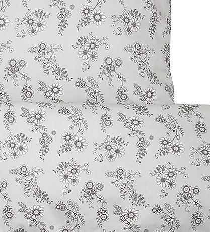 Smallstuff Sengetøj - Junior - Flower Garden - Grey