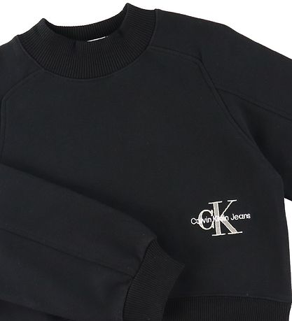 Calvin Klein Sweatshirt - Cropped - Monogram Off Placed - Sort