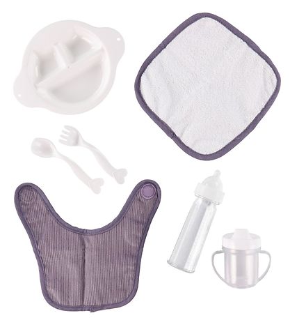MaMaMeMo Dukkespisesæt I Taske - 8 dele - Fløjl - Lavender