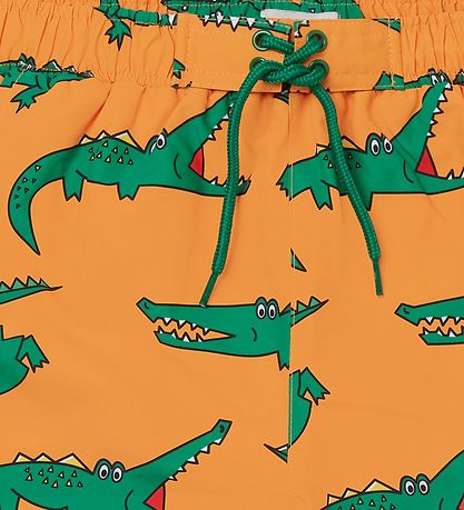 Stella McCartney Kids Badeshorts - Orange/Grn m. Krokodiller