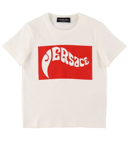 Versace T-Shirt - Music Print - Hvid/Rd