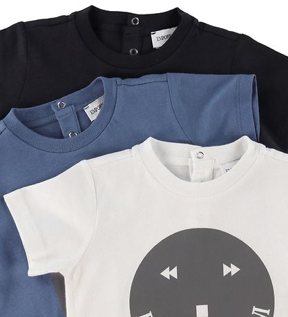 Emporio Armani T-shirt - 3-pak - Blå/Hvid/Navy m. Refleks