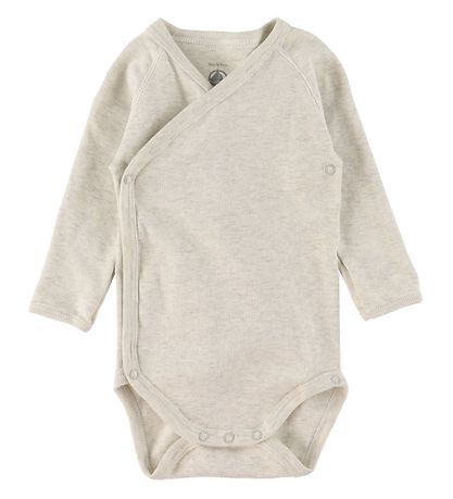 Petit Bateau Slå-om Bodyer l/æ - 3-pak - Hvid/Gråmeleret m. Stje