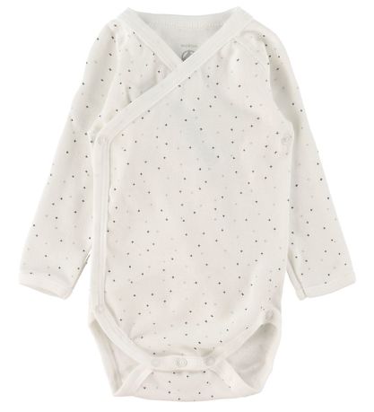 Petit Bateau Slå-om Bodyer l/æ - 3-pak - Hvid/Gråmeleret m. Stje