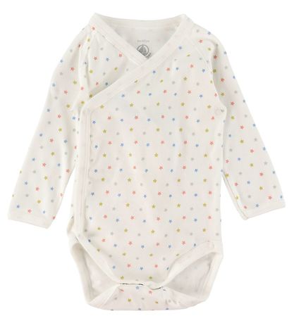 Petit Bateau Slå-om Bodyer l/æ - Hvid/Blå/Gråmeleret