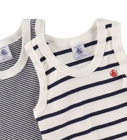 Petit Bateau Undertrjer - 2-pak - Hvid/Navystribet