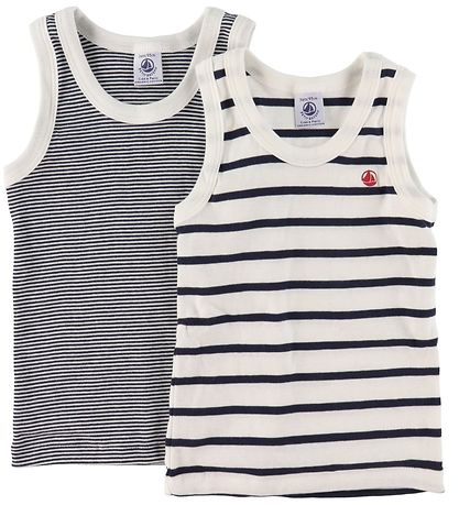 Petit Bateau Undertrjer - 2-pak - Hvid/Navystribet