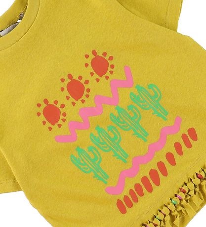 Stella McCartney Kids T-shirt - Karrygul m. print/Frynser