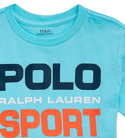 Polo Ralph Lauren T-shirt - Cropped - Polo Sport - Lyseblå m. Pr