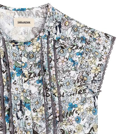 Zadig & Voltaire Top - Happy - Lysebl m. Blomster