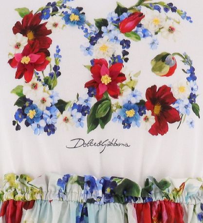 Dolce & Gabbana Kjole - Renaissance - Hvid/Lysebl m. Blomster