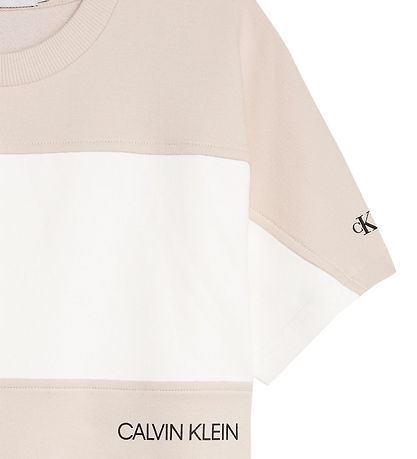 Calvin Klein Kjole - Colour Block - Eggshell