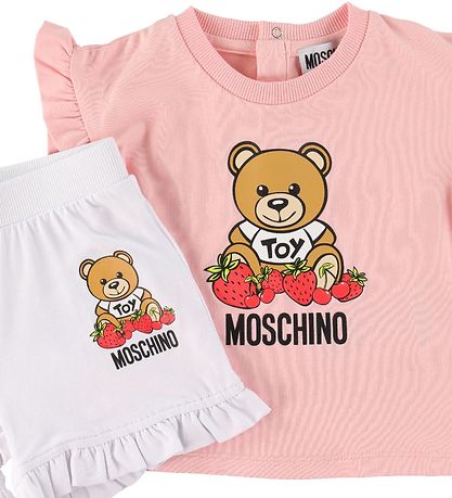 Moschino T-Shirt/Shorts - Rosa/Hvid m. Print