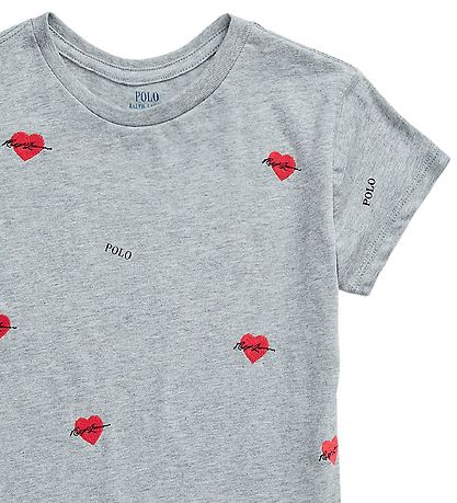 Polo Ralph Lauren T-Shirt - Valentine - Grmeleret m. Hjerter