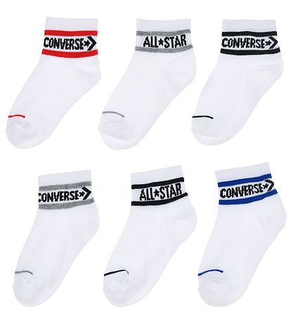 Converse Strmper - 6-pak - Quarter - Hvid m. Print