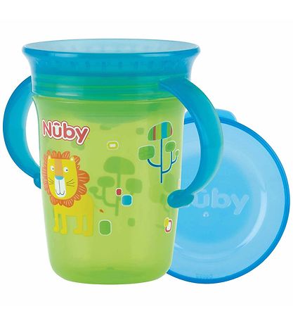 Nuby Drikkekop m. Hndtag - 240ml - Grn m. Print