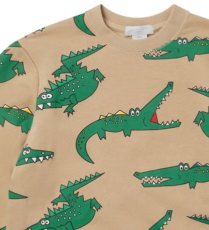 Stella McCartney Kids Sweatshirt - Beige/Grn m. Krokodiller