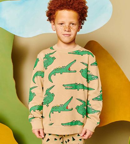Stella McCartney Kids Sweatshirt - Beige/Grn m. Krokodiller