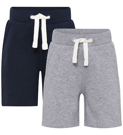 Minymo Shorts - 2-Pak - Grey Melange/Navy