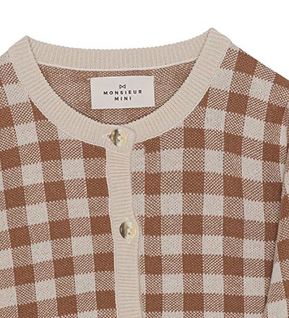 Monsieur Mini Cardigan - Gingham - Offwhite/Toffee