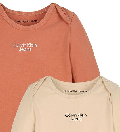 Calvin Klein Bodyer l/ - Stack Logo - 2-Pak - Muslin/Copper Ree