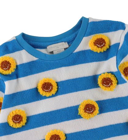 Stella McCartney Kids T-Shirt - Frott - Bl/Hvidstribet m. Blom